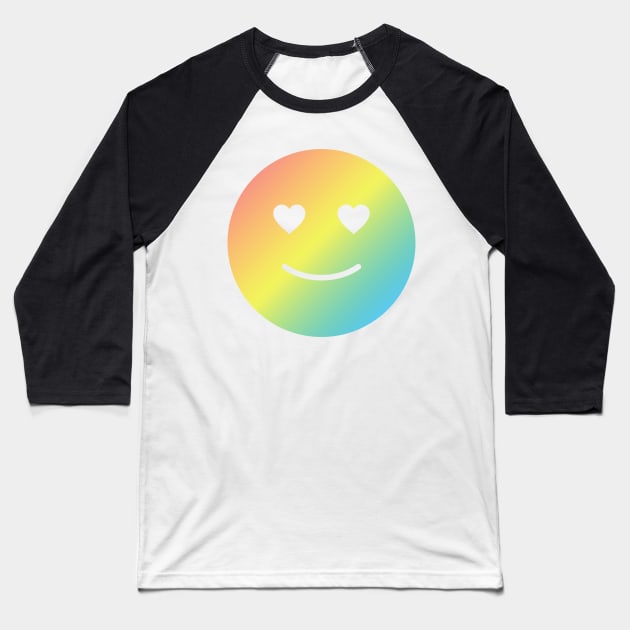 Rainbow Heart Smiley Baseball T-Shirt by Shadowbyte91